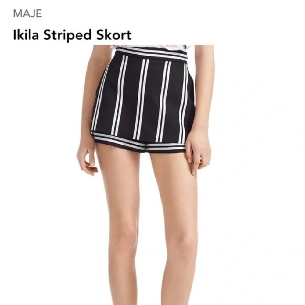 Maje Black and White Ikila Striped Skort